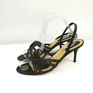 Bottega Venetta choc leather strap kitten heels size 40